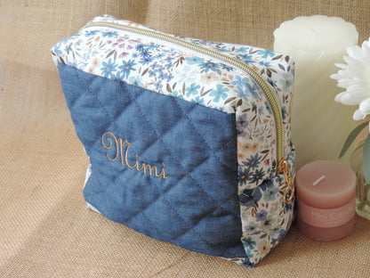Trousse de toilette moyenne en coton fleuri