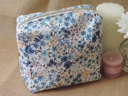 Trousse de toilette moyenne en coton fleuri