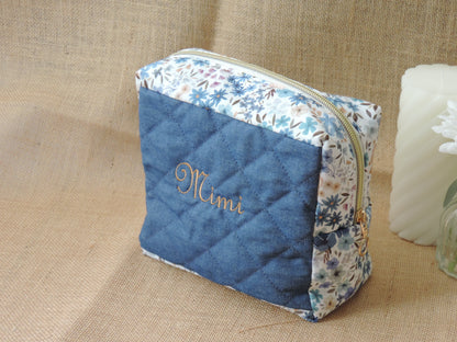 Trousse de toilette moyenne en coton fleuri