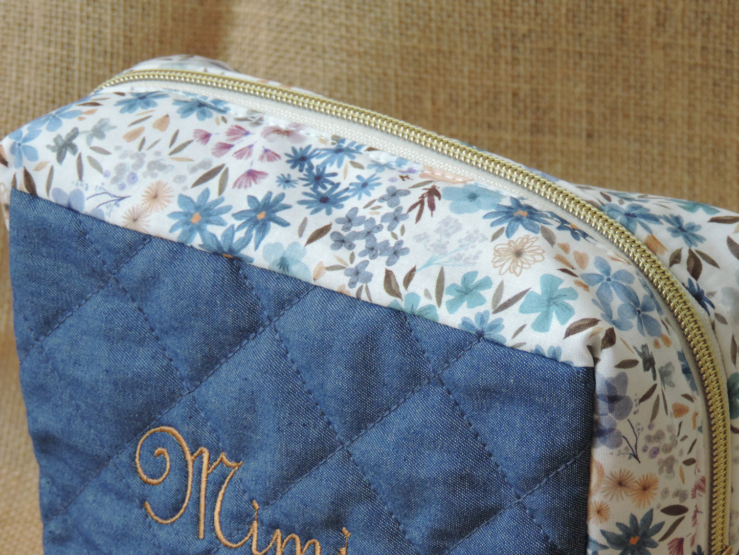 Trousse de toilette moyenne en coton fleuri