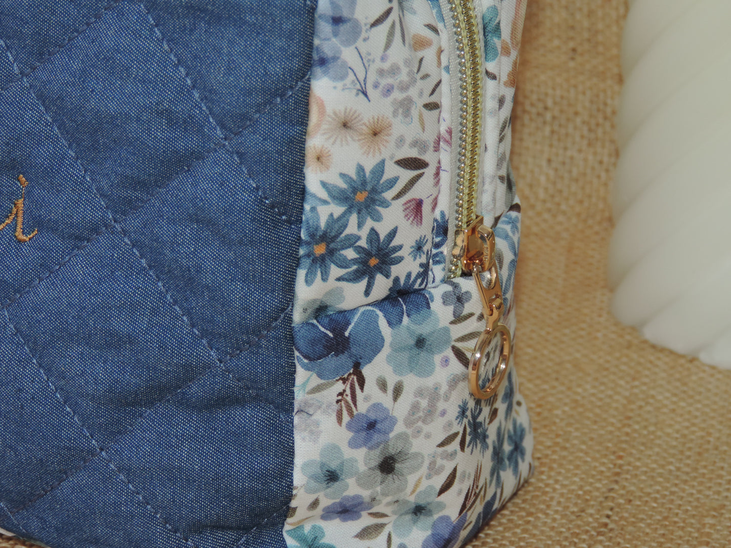 Trousse de toilette moyenne en coton fleuri