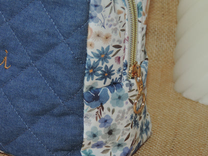 Trousse de toilette moyenne en coton fleuri