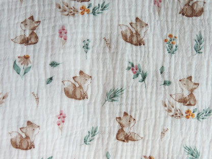 Bavoir réversible éponge écru et coton à motif - Personnalisable