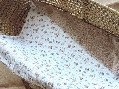 Couverture bébé personnalisée sherpa & gaze de coton - Renard