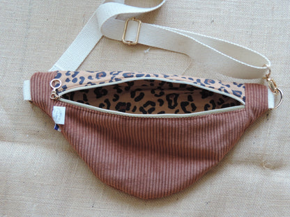Sac Banane Velours Côtelé & Jean Matelassé – Léopard