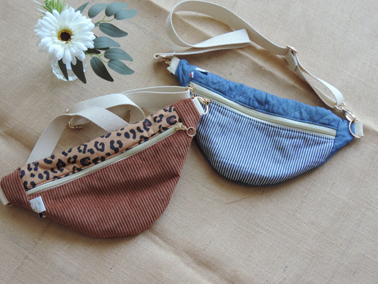 Sac Banane Velours Côtelé & Jean Matelassé – Léopard