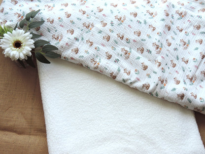 Couverture bébé personnalisée sherpa & gaze de coton - Renard
