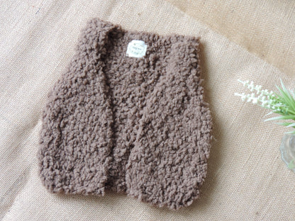 Gilet de berger en laine sherpa - 3 mois - Tricoté main