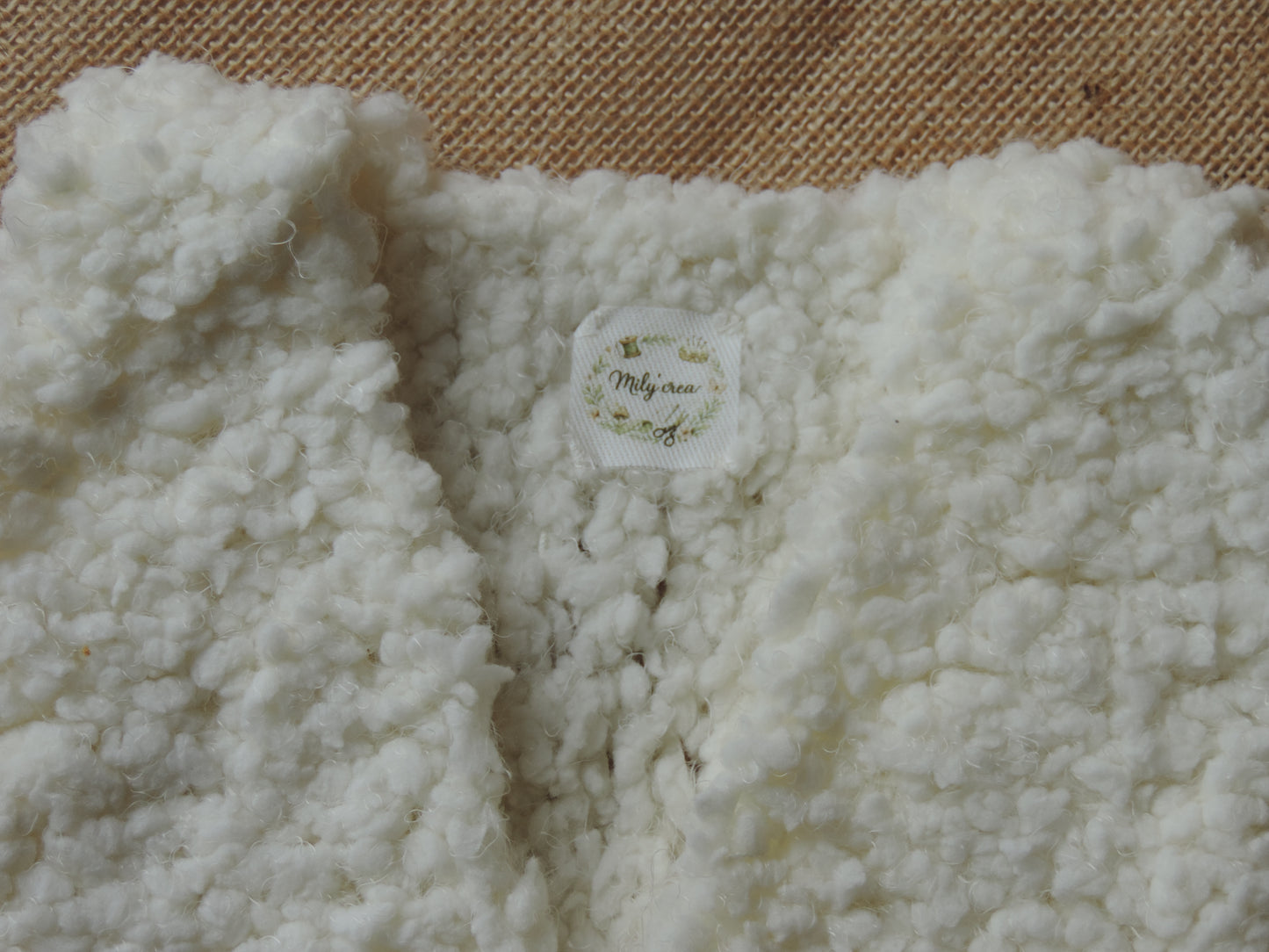 Gilet de berger en laine sherpa - 6 mois - Tricoté main