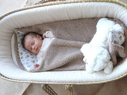 Couverture bébé personnalisée sherpa & gaze de coton - Renard
