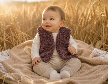 Gilet de berger en laine sherpa - Tricoté main