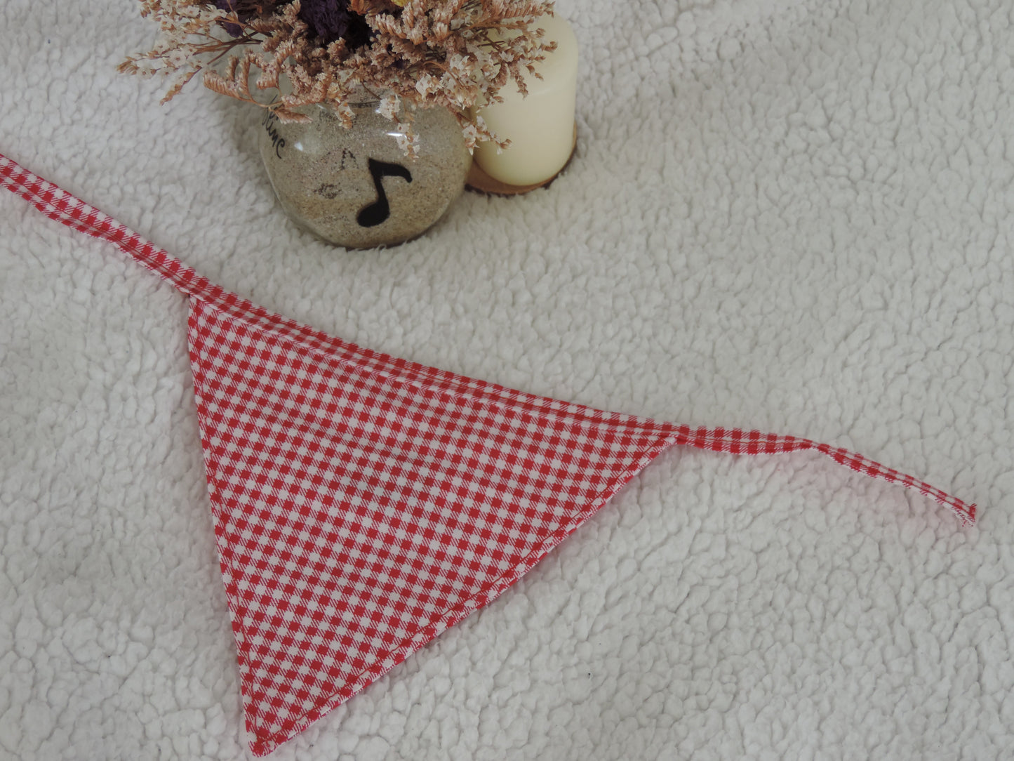 Bandana personnalisé pour chien – Vichy rouge, broderie noire