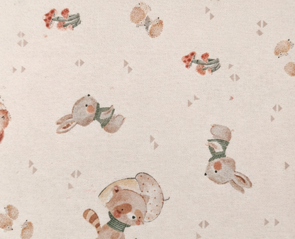 Bavoir réversible éponge écru et coton à motif - Personnalisable